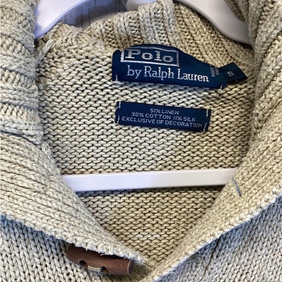 VTG Ralph Lauren Cream Turtleneck Sweater with Flag Design- Oatmeal Color - Picture 2 of 3